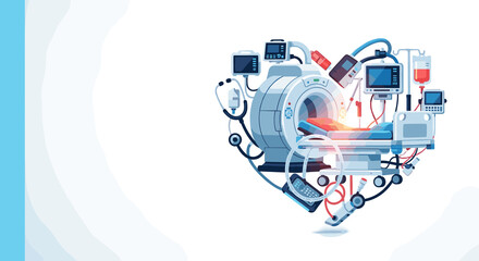 Flat vector illustration for World Leasing Day showing leased medical equipment, leasing industry, medical device leasing