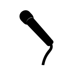 Black microphone on a white background for audio recording illustration