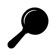 Black silhouette of a magnifying glass on a clean white background graphic
