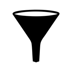 Black funnel illustration on a white background, used in cooking and chemistry