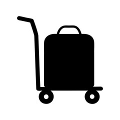 Icon of luggage on cart indicating travel and transportation, silhouette symbol