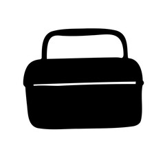 Silhouette image of a lunch box or storage container with handle
