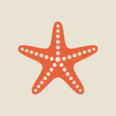 Obraz premium A starfish illustration with orange color and white dots on a light background in a flat design