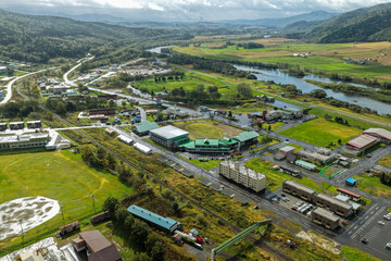 Aerial View of Otoineppu Village, Hokkaido – Rural Town and River Landscape