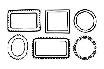 Collection of hand drawn decorative frames and borders