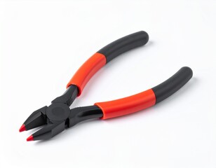 Fototapeta premium Black and Orange Pliers with Sharp Tip on White Background Industrial Tool
