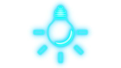 neon lightbulb illustration with abstract glowing elements symbolizing ideas and innovation isolated on transparent background.