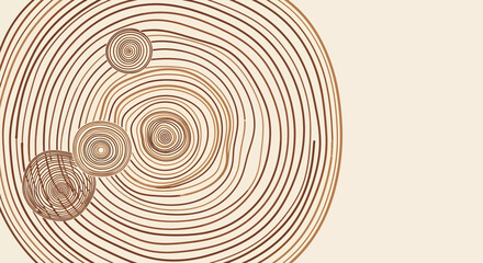 Abstract concentric circle illustration in brown tones, design for website background