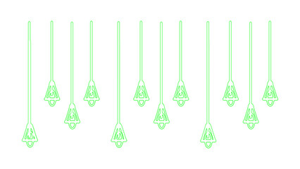 Set of abstract neon green glowing decorative icons, modern vector illustration featuring...