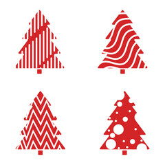 The joyful pattern collection of red Christmas tree elements. Christmas Elements Concepts Vector Illustration Design