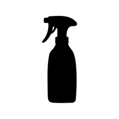 Silhouette of a spray bottle, a household cleaning tool in simple black