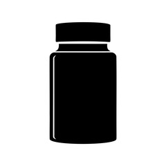 Fototapeta premium Silhouette of a Medicine Bottle with Screw Cap on White Background
