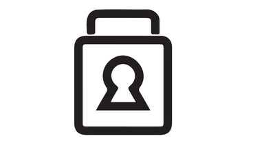 Simple black outline icon of a padlock with a keyhole representing security and privacy isolated on white background