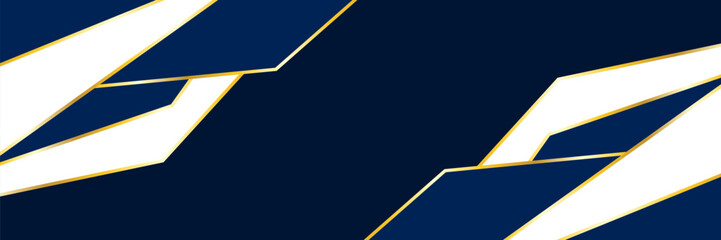 Modern Blue and White Geometric Background with Gold Line. Abstract Business Banner. Vector Illustration. Wallpaper