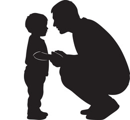 father and son, editable vector silhouette