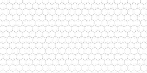 Repeated hexagon shapes pattern. Honeycomb background. Minimalistic print with hexahedrons. Mosaic geometric texture. Tile floor, fence or fishnet surface. Vector graphic illustration. © MUNADIR