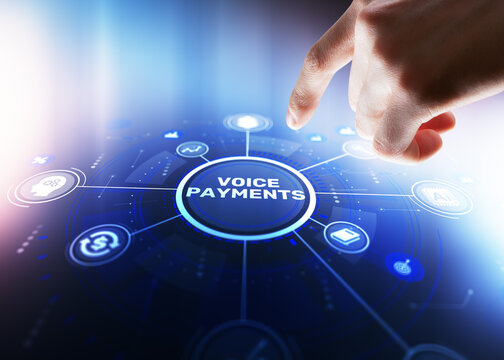Modern voice payment technology with AI assistant processing secure financial transactions