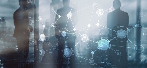 Industry 5.0. Business Finance Technology. Mixed Media Abstract Background