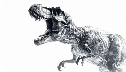Roaring T-Rex on transparent background for dynamic scenes white Background