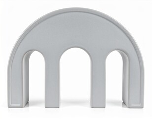 Fototapeta premium Gray Minimalist Arch Shape Isolated on White Background for Architectural Element