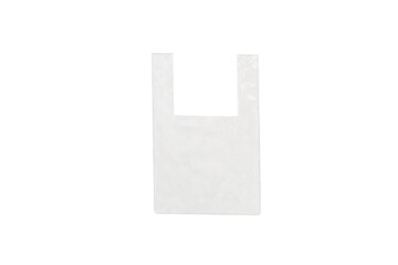 A clear plastic T-shirt bag on a white background, blank packaging without writing, isolated object for mockup, packaging materials