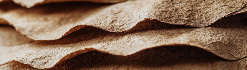 Textured recycled paper product showcasing natural fibers and organic patterns, evoking sense of sustainability and eco friendliness