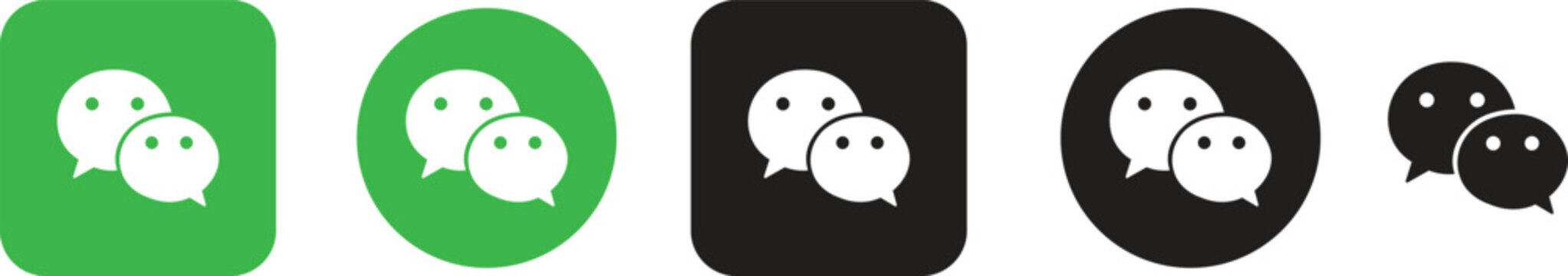 WeChat Logo Icon Collection. Chinese Social Media Messaging App Symbol Set