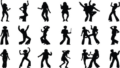 Dance silhouette, human motion, expressive pose, choreography vector, black graphic, partner movement, solo dancer, rhythm icon, artistic gesture, performanceDance silhouette