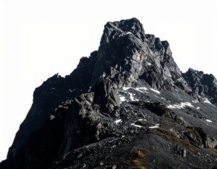 Obraz premium Rocky mountain peak edge, with scattered highlights white background