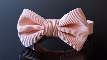 Elegant pink bow tie formal wear accessory for men isolated on dark background