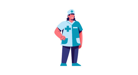 A Standing Nurse Illustration With Medical Uniform And Cross Symbol On The Black Background