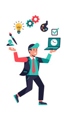 A Dynamic Depiction of a Professional Managing Various Projects and Ideas Efficiently