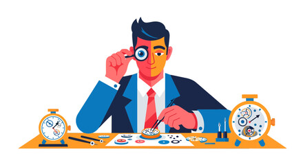 A Watchmaker Carefully Repairing a Timepiece Using Precision Tools and a Magnifying Glass