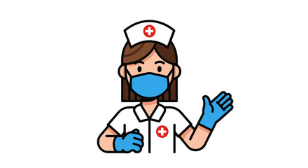 A Nurse Illustration in Protective Gear on Black Background for Healthcare Content
