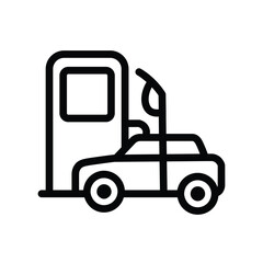 Forklift truck line icon, industrial vehicle for lifting and moving cargo vector illustration
