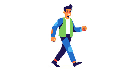 Fototapeta premium Animated Walking Person Vector Illustration against Black Background