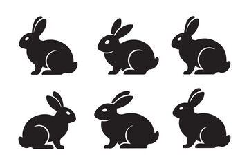 minimal rabbit silhouette vector set ai eps jpeg png six animal icons for branding