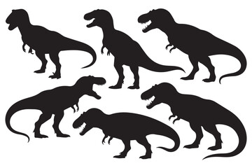 trex silhouettes in varied stances prehistoric dinosaur vector pack for print web ai eps jpeg png