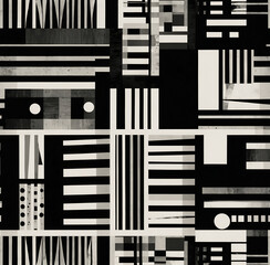 A set of black and white barcode illustrations forms an architectural pattern for server rack design