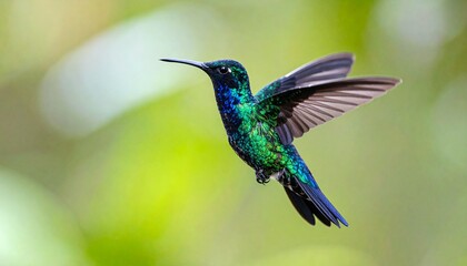 Fototapeta premium _illustration shows a hummingbird with detailed wings and body markings in black 