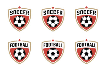 soccer football badge collection six front view shields team emblem logo templates vector files