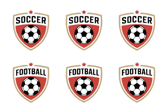 soccer football badge collection six front view shields team emblem logo templates vector files