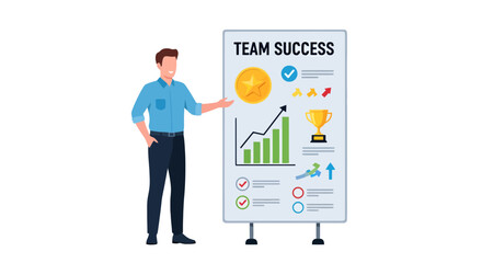 Fototapeta premium Business Presentation Depicting Team Success, Achievement, Goals and Strategies to Win