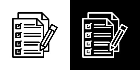 Worksheet Icon Set. Clean Line Design With Light And Dark Versions For Versatile Use. 