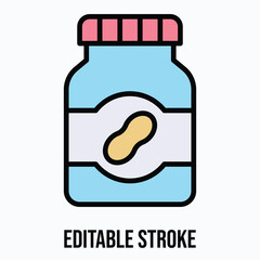 Peanut Butter Jar Icon — Isolated Lineal Color Style Vector Icon