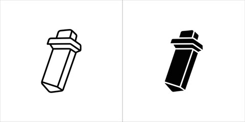 Two views of a connector or plug, one in outline and one in solid black