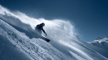 Dynamic Snowboarding Action on Mountain Slope