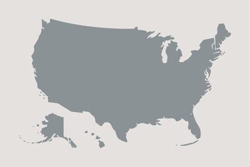 US Map Isolated America State Vector Outline Shape