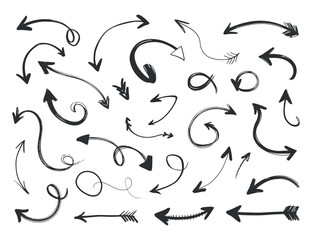 Hand Drawn Arrows Set Graphic Elements Vector Illustration