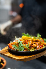 Hot Chicken Fajitas on Skillet